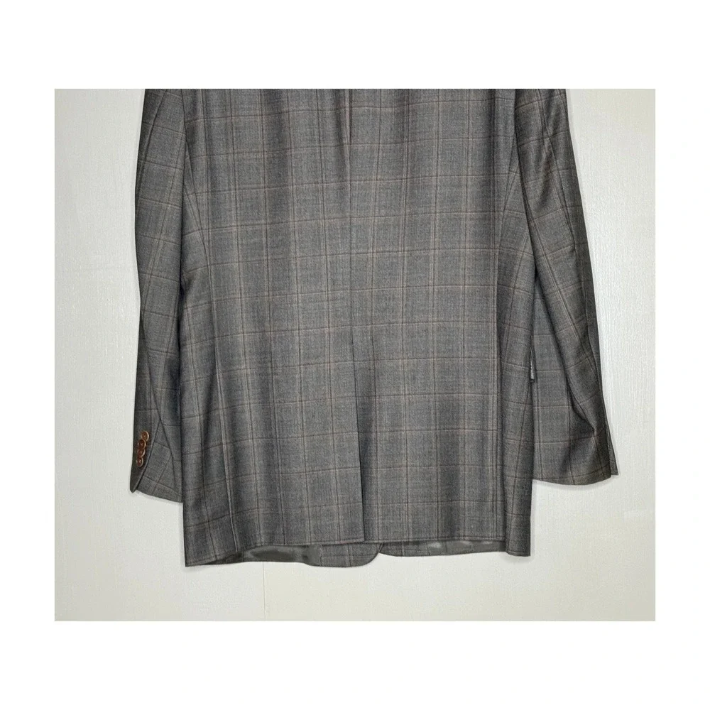 Daniel Cremieux Collection Mens Gray Brown Plaid 2-Button Sport Coat Blazer